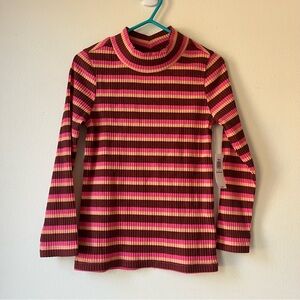 🌼 5/$25 Old Navy Girls 4T Striped Ribbed Mock Neck Long Sleeve Top NWT Retro
